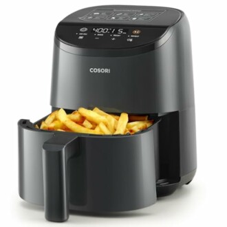 Cosori air fryer with fries in the basket