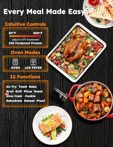 Kitchen appliance with intuitive controls and various cooking functions.