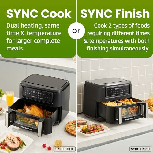 Kitchen appliance with SYNC Cook and SYNC Finish features.