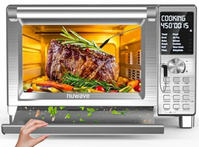 Nuwave Bravo XL Smart Oven with roast beef and vegetables
